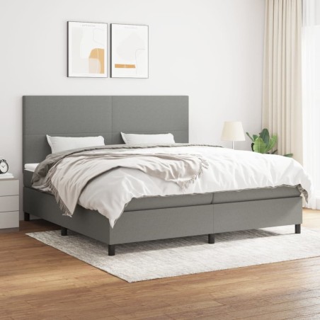 vidaXL Giroletto a Molle con Materasso Grigio Scuro 200x200 cm Tessuto