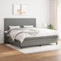 vidaXL Giroletto a Molle con Materasso Grigio Scuro 200x200 cm Tessuto