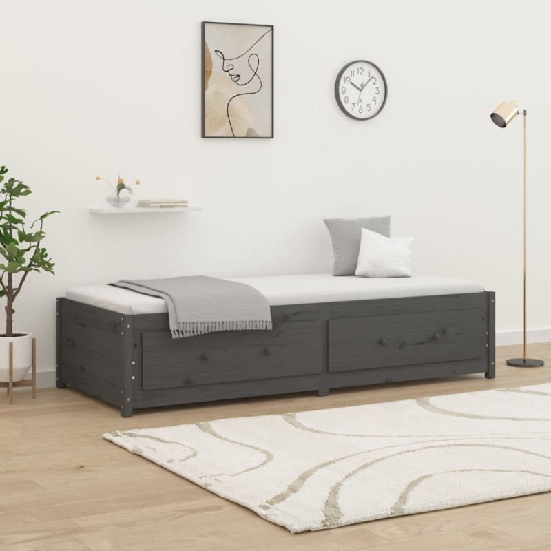 Dormeuse Grigia 75x190 cm 2FT6 Small Single in Massello di Pino Dormeuse Grigia 75x190 cm 2FT6 Small Single in Massello di Pino