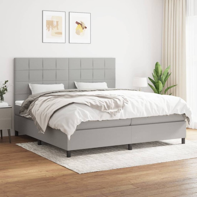 vidaXL Giroletto a Molle con Materasso Grigio Chiaro 200x200cm Tessuto