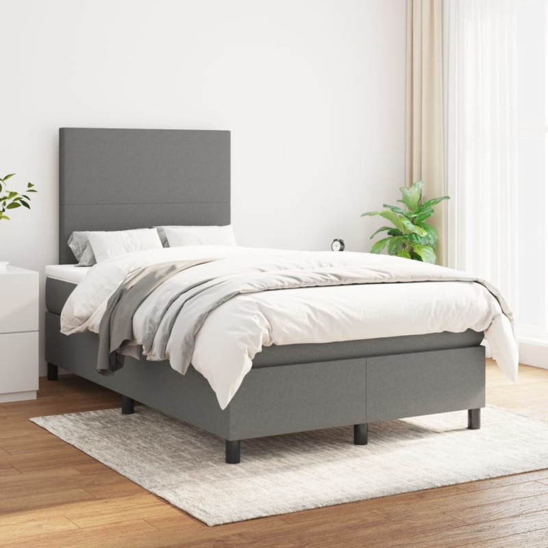 vidaXL Giroletto a Molle con Materasso Grigio Scuro 120x200 cm Tessuto