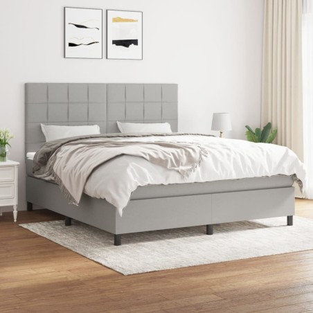 vidaXL Giroletto a Molle con Materasso Grigio Chiaro180x200 cm Tessuto