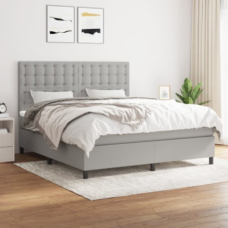 vidaXL Giroletto a Molle con Materasso Grigio Chiaro180x200 cm Tessuto