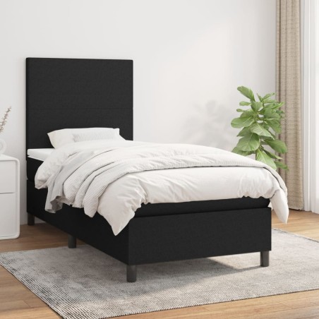vidaXL Giroletto a Molle con Materasso Nero 80x200 cm inTessuto