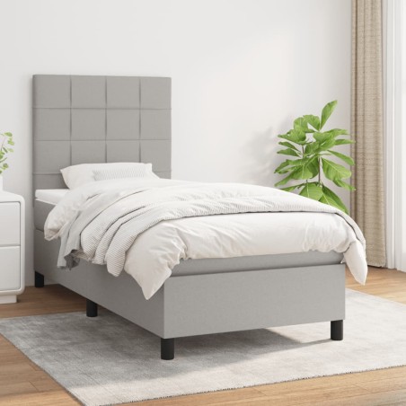 vidaXL Giroletto a Molle con Materasso Grigio Chiaro 90x190 cm Tessuto