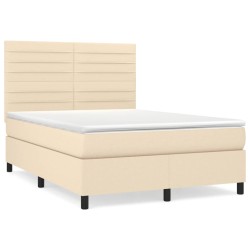 vidaXL Giroletto a Molle con Materasso Crema 140x200 cm in Tessuto