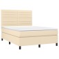 vidaXL Giroletto a Molle con Materasso Crema 140x200 cm in Tessuto