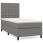 vidaXL Giroletto a Molle con Materasso Grigio Scuro 90x200 cm Tessuto