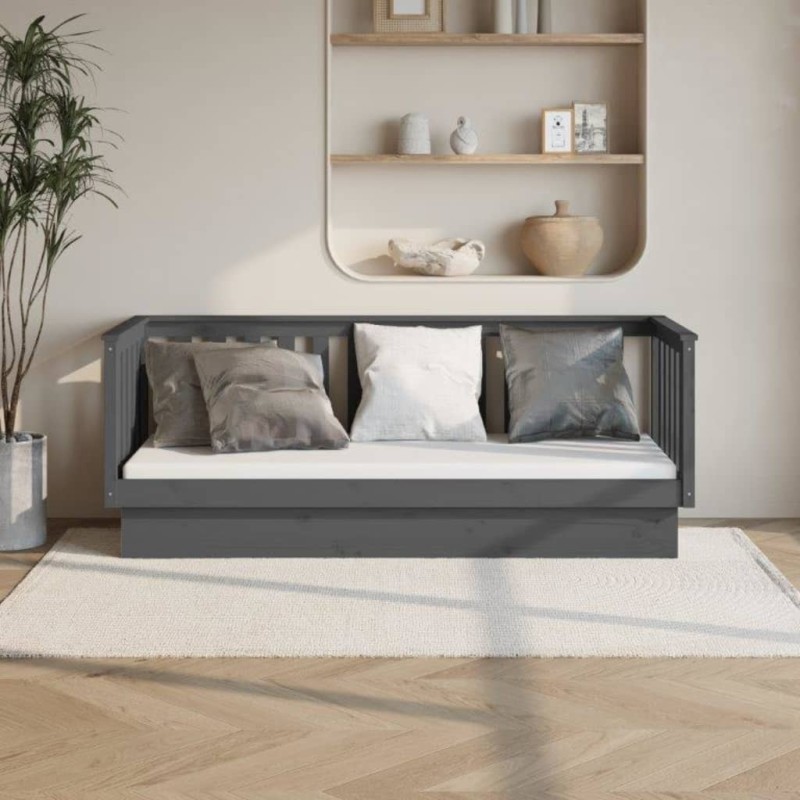 Dormeuse Grigia 90x190 cm in Legno Massello di Pino Dormeuse Grigia 90x190 cm in Legno Massello di Pino