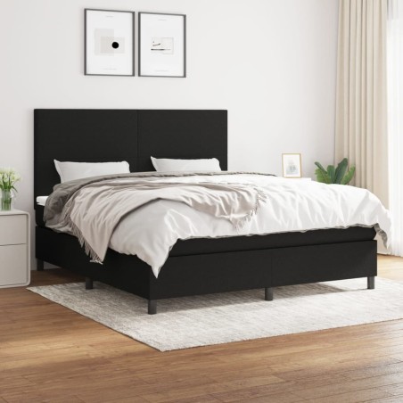 vidaXL Giroletto a Molle con Materasso Nero 180x200 cm in Tessuto