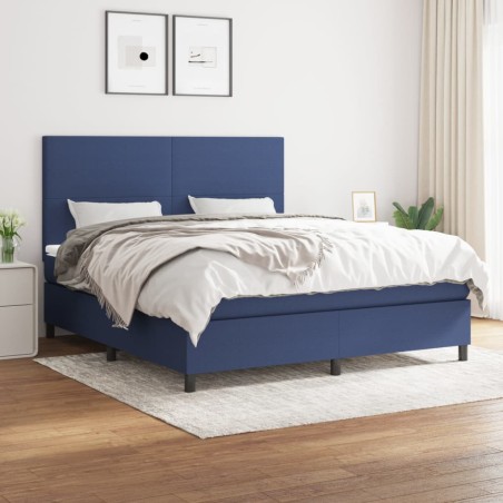 vidaXL Giroletto a Molle con Materasso Blu 180x200 cm in Tessuto