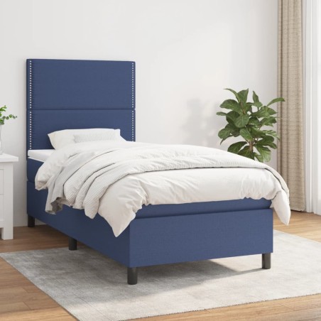 vidaXL Giroletto a Molle con Materasso Blu 100x200 cm in Tessuto
