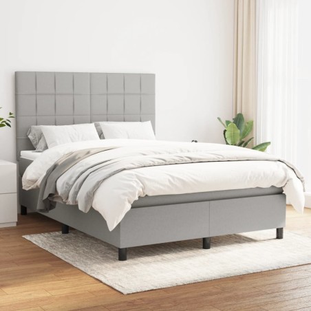 vidaXL Giroletto a Molle con Materasso Grigio Chiaro 140x200cm Tessuto