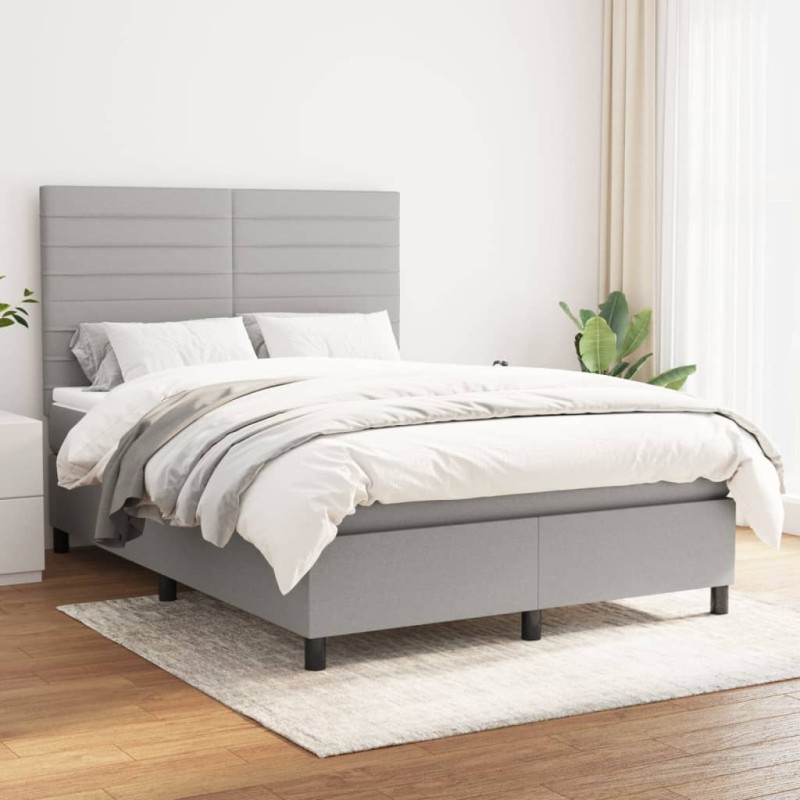 vidaXL Giroletto a Molle con Materasso Grigio Chiaro 140x200cm Tessuto