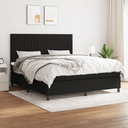 vidaXL Giroletto a Molle con Materasso Nero 180x200 cm in Tessuto
