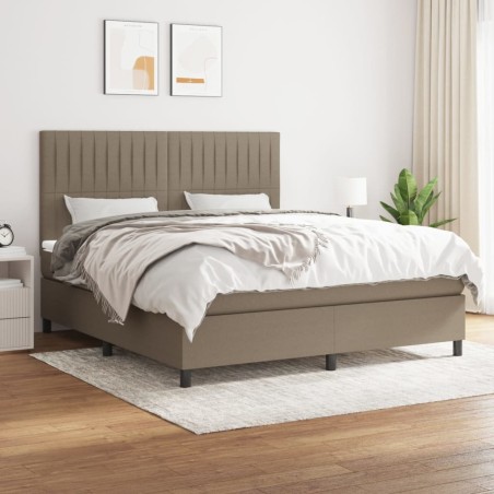 vidaXL Giroletto a Molle con Materasso Tortora 180x200 cm in Tessuto