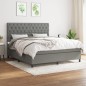 vidaXL Giroletto a Molle con Materasso Grigio Scuro 160x200 cm Tessuto