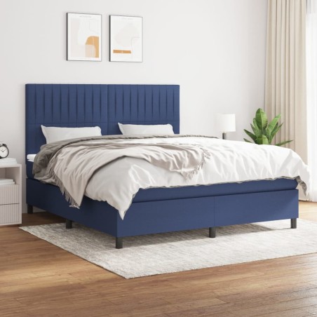 vidaXL Giroletto a Molle con Materasso Blu 180x200 cm in Tessuto