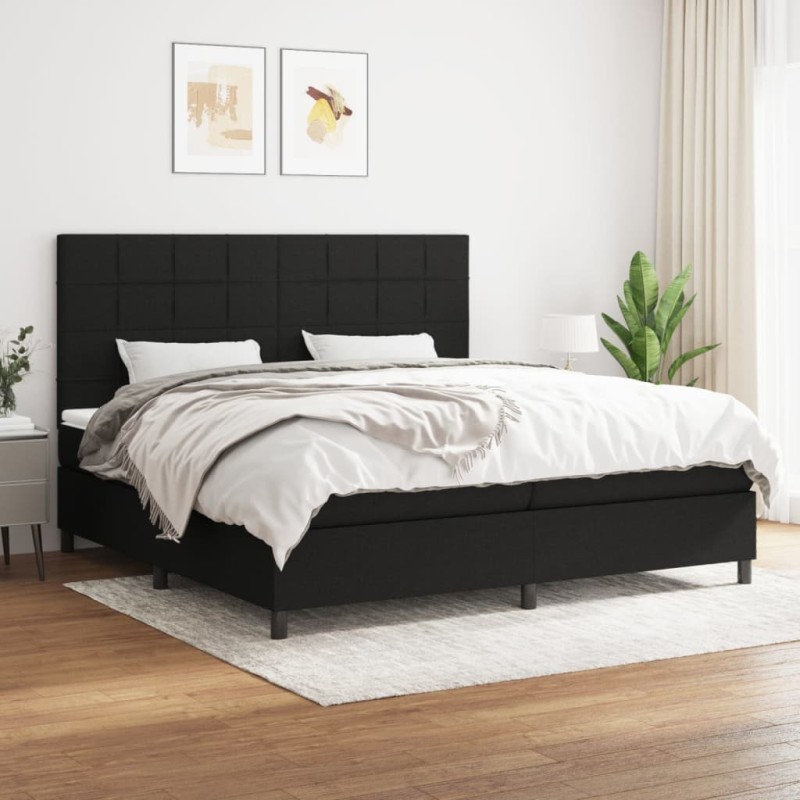 vidaXL Giroletto a Molle con Materasso Nero 200x200 cm in Tessuto