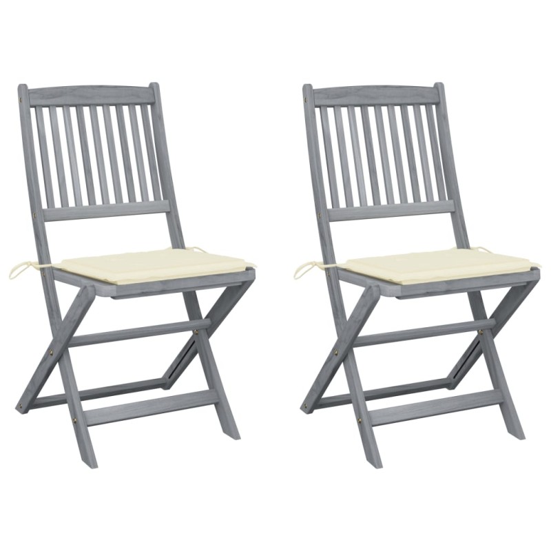 vidaXL Sedie da Giardino Pieghevoli 2pz con Cuscini in Massello Acacia vidaXL Sedie da Giardino Pieghevoli 2pz con Cuscini in Massello Acacia