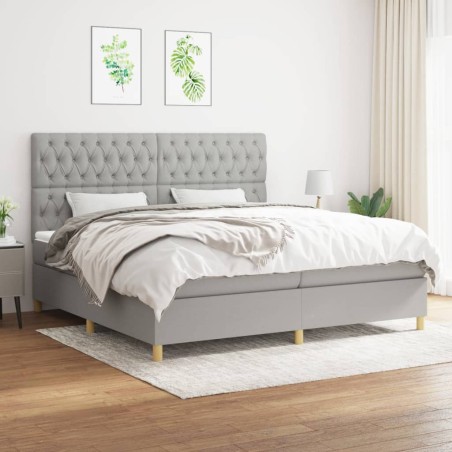 vidaXL Giroletto a Molle con Materasso Grigio Chiaro 200x200cm Tessuto
