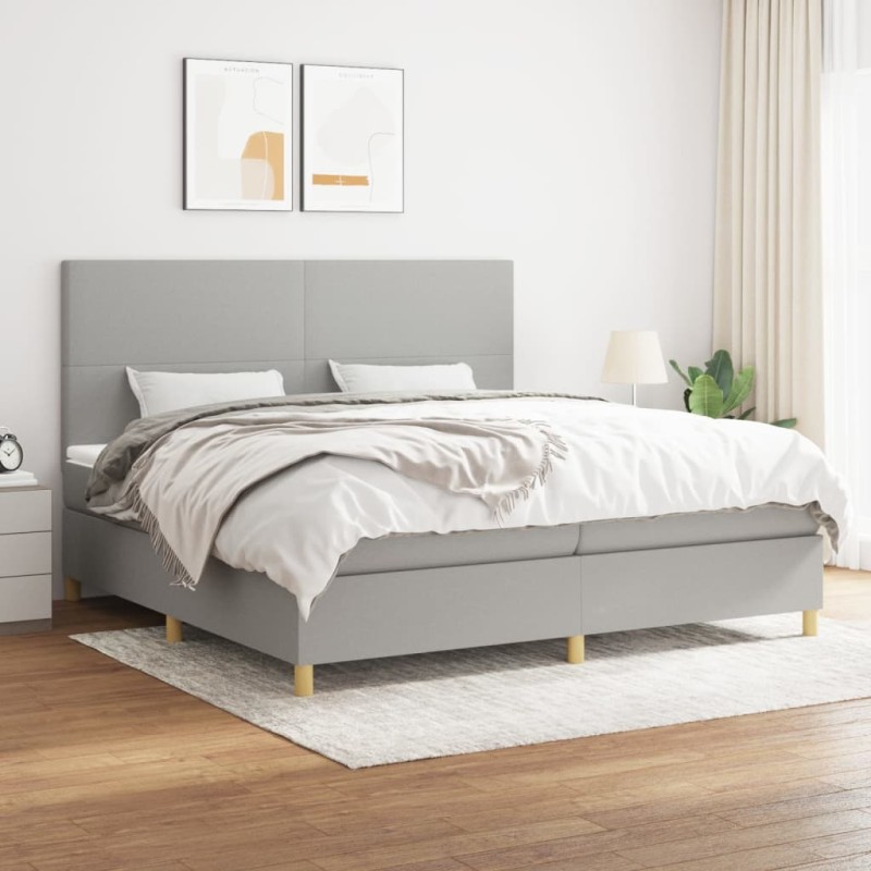 vidaXL Giroletto a Molle con Materasso Grigio Chiaro 200x200cm Tessuto
