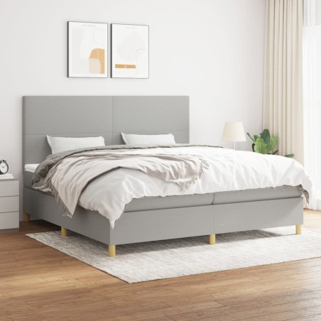 vidaXL Giroletto a Molle con Materasso Grigio Chiaro 200x200cm Tessuto