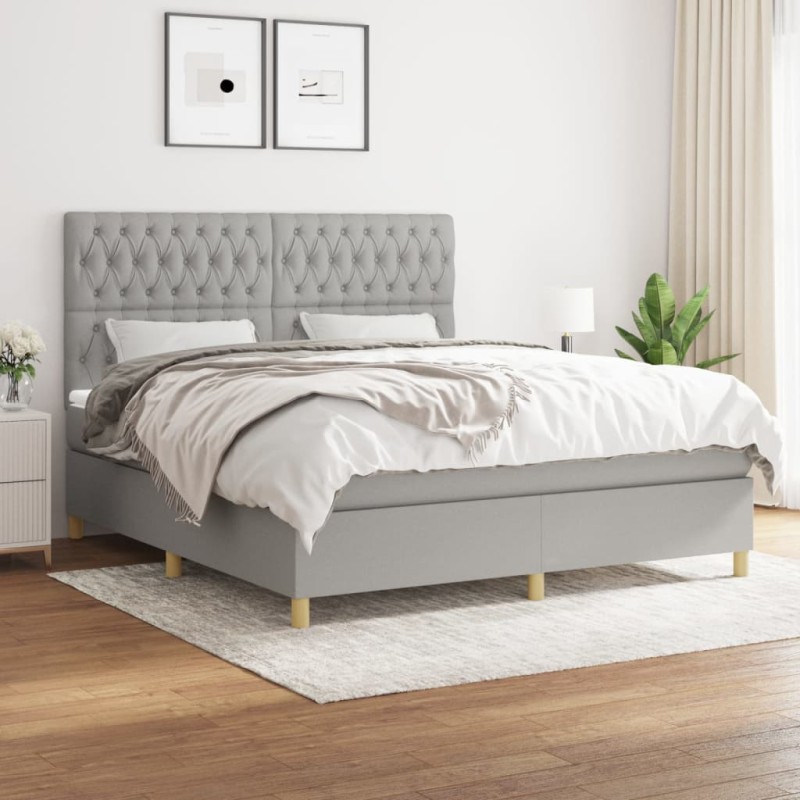 vidaXL Giroletto a Molle con Materasso Grigio Chiaro180x200 cm Tessuto