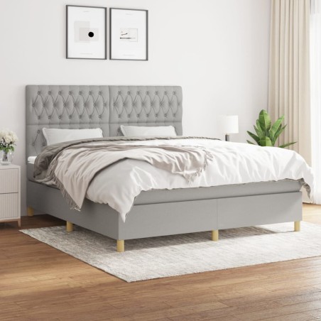 vidaXL Giroletto a Molle con Materasso Grigio Chiaro180x200 cm Tessuto