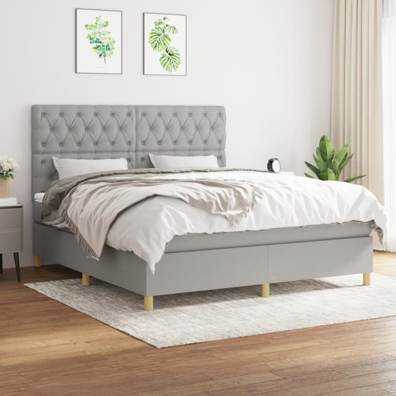 vidaXL Giroletto a Molle con Materasso Grigio Chiaro160x200 cm Tessuto