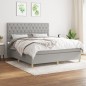vidaXL Giroletto a Molle con Materasso Grigio Chiaro160x200 cm Tessuto