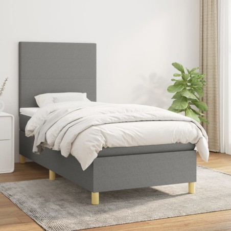 vidaXL Giroletto a Molle con Materasso Grigio Scuro 100x200 cm Tessuto