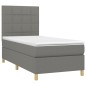 vidaXL Giroletto a Molle con Materasso Grigio Scuro 90x200 cm Tessuto