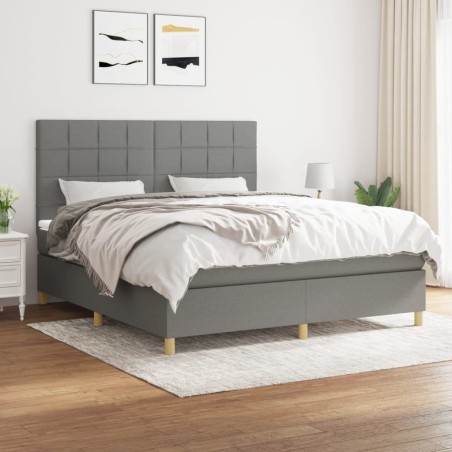 vidaXL Giroletto a Molle con Materasso Grigio Scuro 160x200 cm Tessuto