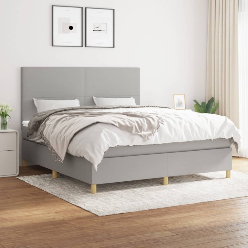 vidaXL Giroletto a Molle con Materasso Grigio Chiaro160x200 cm Tessuto