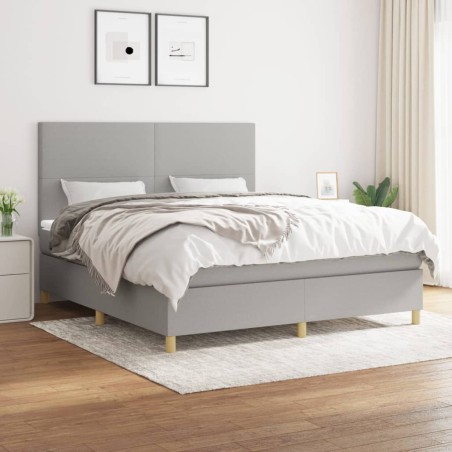 vidaXL Giroletto a Molle con Materasso Grigio Chiaro160x200 cm Tessuto