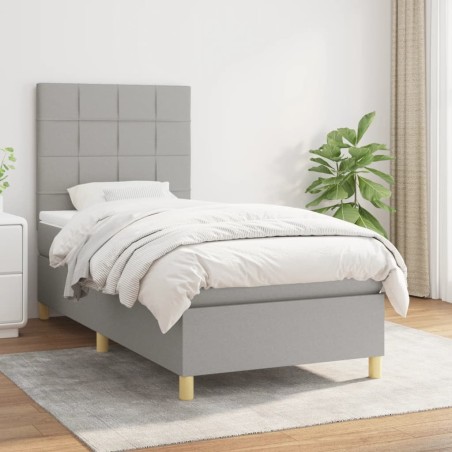 vidaXL Giroletto a Molle con Materasso Grigio Chiaro 90x190 cm Tessuto