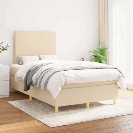 vidaXL Giroletto a Molle con Materasso Crema 120x200 cm in Tessuto