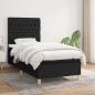 vidaXL Giroletto a Molle con Materasso Nero 90x190 cm in Tessuto