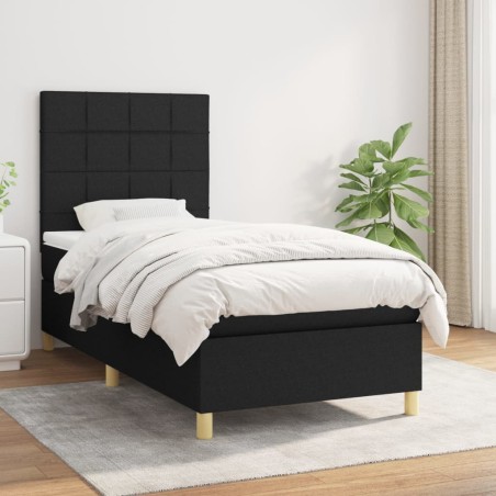 vidaXL Giroletto a Molle con Materasso Nero 90x190 cm in Tessuto