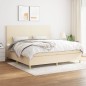 vidaXL Giroletto a Molle con Materasso Crema 200x200 cm in Tessuto