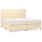 vidaXL Giroletto a Molle con Materasso Crema 200x200 cm in Tessuto