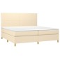 vidaXL Giroletto a Molle con Materasso Crema 200x200 cm in Tessuto