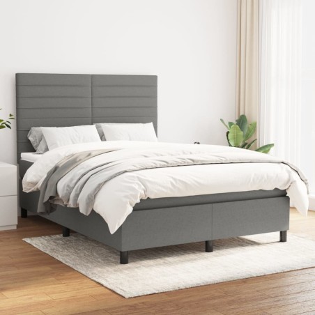 vidaXL Giroletto a Molle con Materasso Grigio Scuro 140x190 cm Tessuto