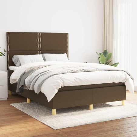 vidaXL Giroletto a Molle con Materasso Marrone Scuro 140x190cm Tessuto