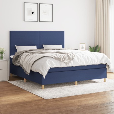 vidaXL Giroletto a Molle con Materasso Blu 160x200 cm in Tessuto