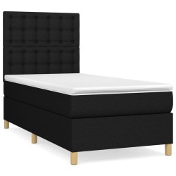 vidaXL Giroletto a Molle con Materasso Nero 90x190 cm in Tessuto