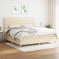 vidaXL Giroletto a Molle con Materasso Crema 200x200 cm in Tessuto