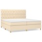 vidaXL Giroletto a Molle con Materasso Crema 200x200 cm in Tessuto