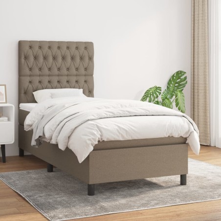 vidaXL Giroletto a Molle con Materasso Tortora 100x200 cm in Tessuto